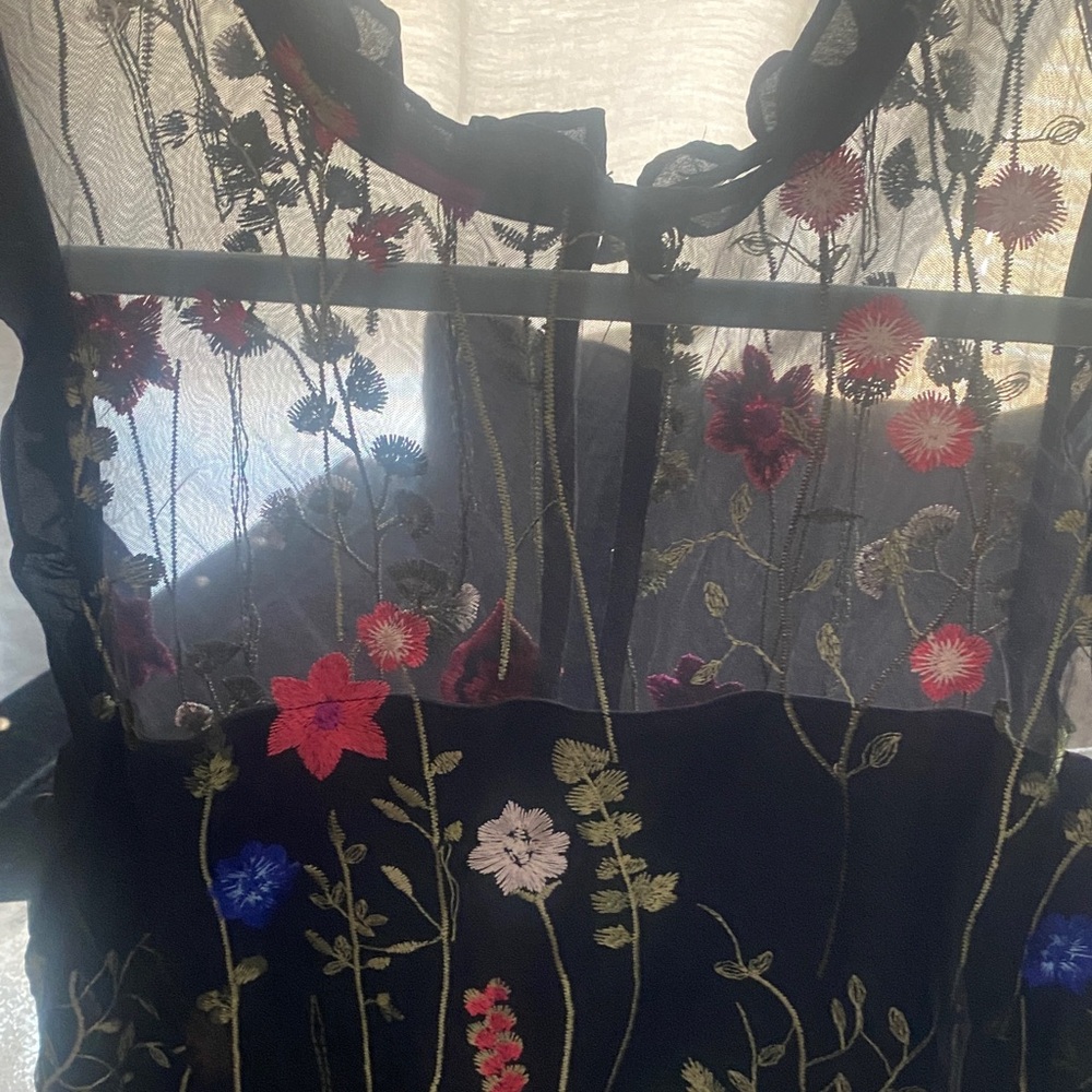 City Studio Black Floral Embroidered Maxi Dress